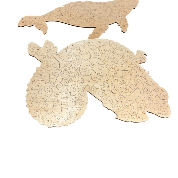 Unidragon wood wooden puzzle lot 2 puzzles whale chameleon lizard - Picture 4 of 5